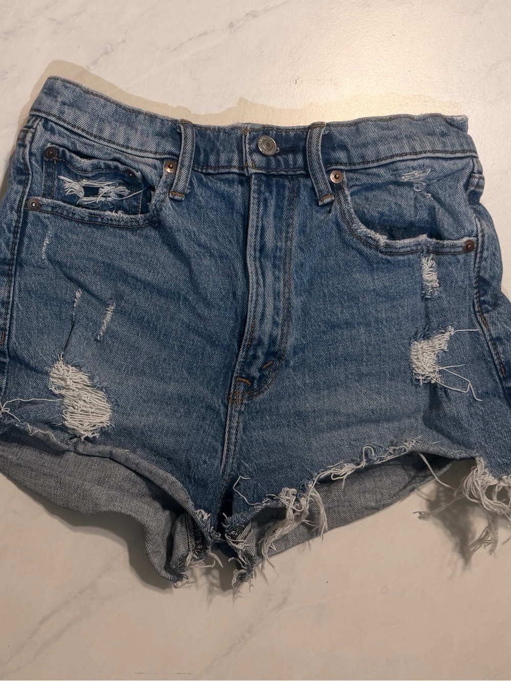 Abercrombie & Fitch Distressed Light Blue Denim Cutoff Shorts